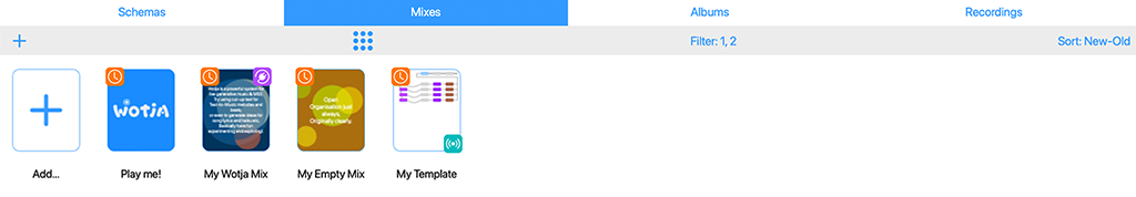 Mixes & Templates Screen